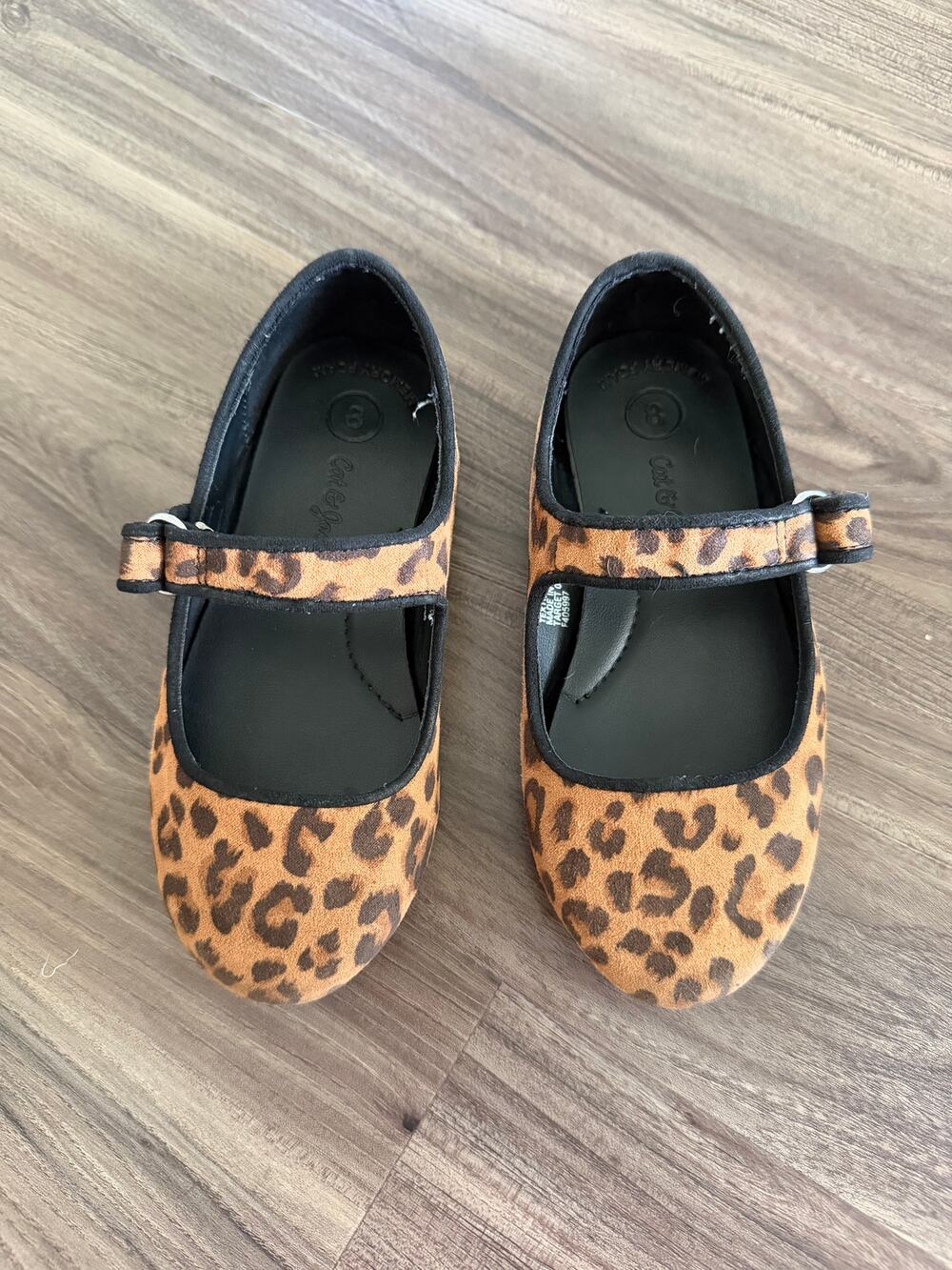 Cat & Jack Girls Leopard Print Mary Jane Ballet Flats Shoes Size 8
